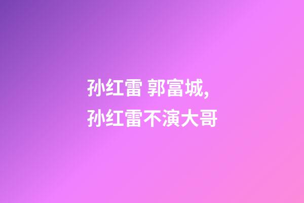 孙红雷 郭富城,孙红雷不演大哥-第1张-观点-玄机派